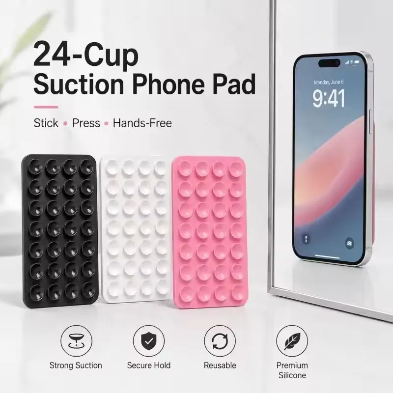 Phone Cases - ที่ยึดติดผนังซิลิโคนแบบสุญญากาศ ที่ยึดติดผนังอเนกประสงค์ แผ่นสติ๊กเกอร์กันลื่นสำหรับเคสโทรศัพท์แบบด้านเดียว