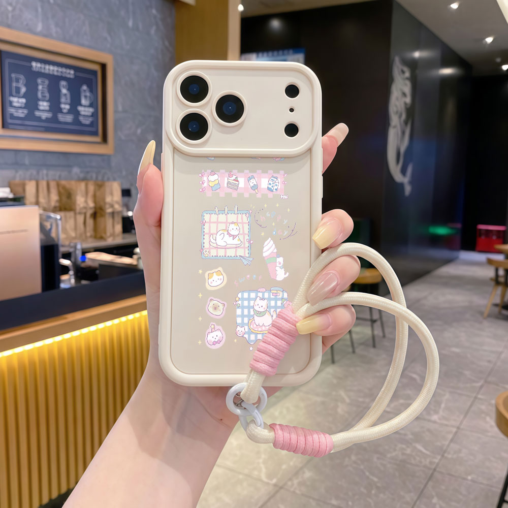 Cute Cartoon Wrist Strap Silicone Case - สายคล้องข้อมือลายการ์ตูนแมวน่ารัก เคสโทรศัพท์สำหรับ Samsung Galaxy S26 S25