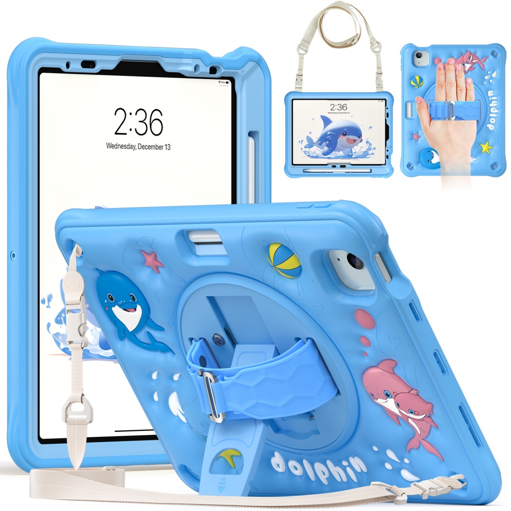 Cute Cartoon Wrist Strap Silicone Case - เคส iPad Mini A17Pro Mini6 ลายการ์ตูนน่ารักสำหรับเด็ก