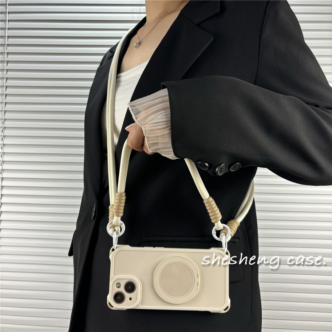 Crossbody Lanyard Neck Strap Case - เคสโทรศัพท์แบบคล้องคอสำหรับ Xiaomi 17 promax พร้อมที่วางแหวน กันกระแทก