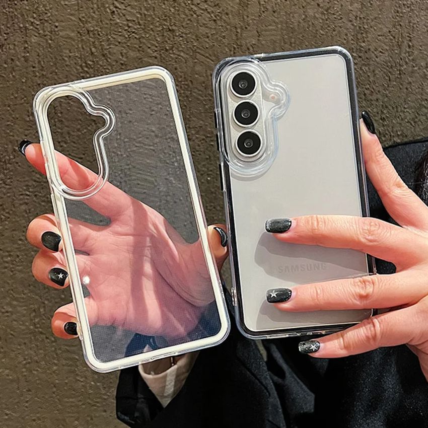 Clear Shockproof Bumper Case - เคสใสขอบสีลูกกวาดสุดหรู สำหรับ Samsung Galaxy S26 S25Edge
