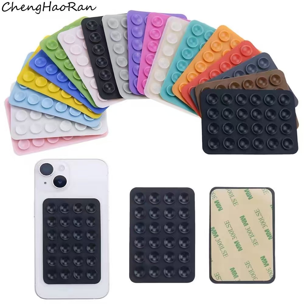 Phone Cases - แผ่นยึดโทรศัพท์ซิลิโคนอเนกประสงค์แบบสุญญากาศ รูปทรงสี่เหลี่ยม ป้องกันการลื่น ติดด้านหลังเคสโทรศัพท์แบบด้านเดียว