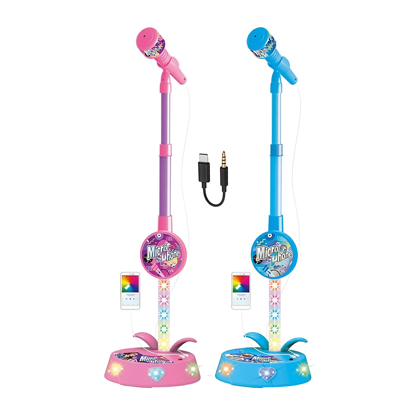 Phone Stands - ไมโครโฟนสำหรับเด็กพร้อมขาตั้ง ปรับความสูงได้แบบไร้สาย ของเล่นพกพาสำหรับเด็ก คาราโอเกะ ร้องเพลง ไมโครโฟนสำหรับห้องเรียนและการเดินทาง