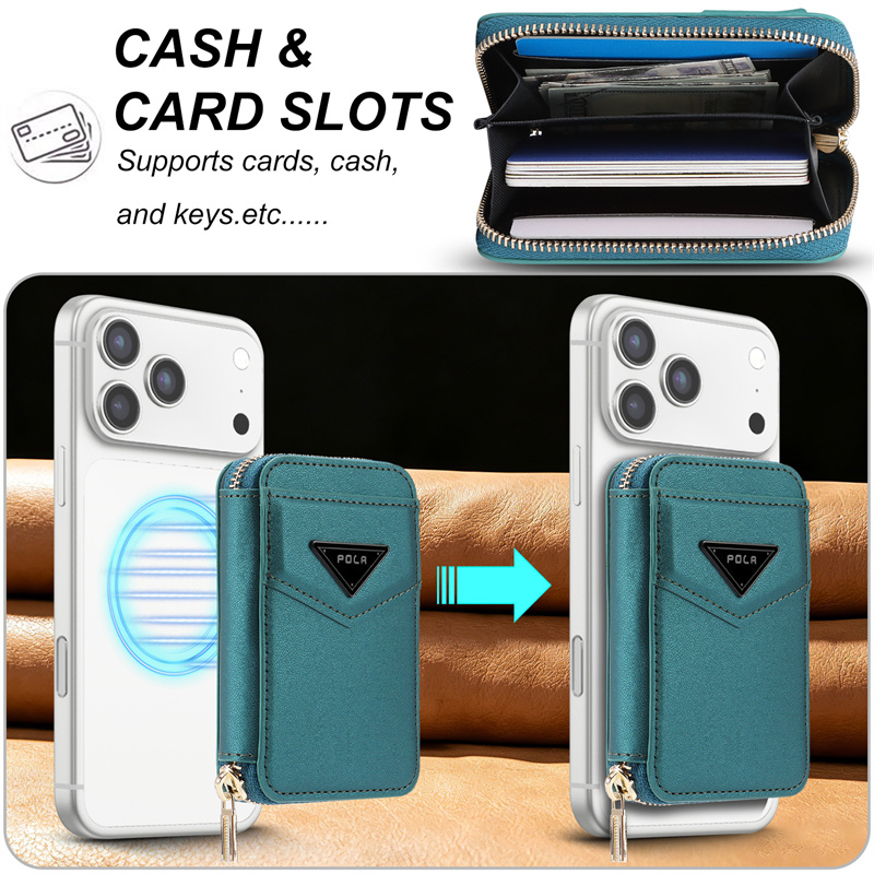ซิปกระเป๋าใส่บัตรสำหรับแอปเปิ้ - Leather Wallet Card Holder Phone Cover บทวิจารณ์และราคา