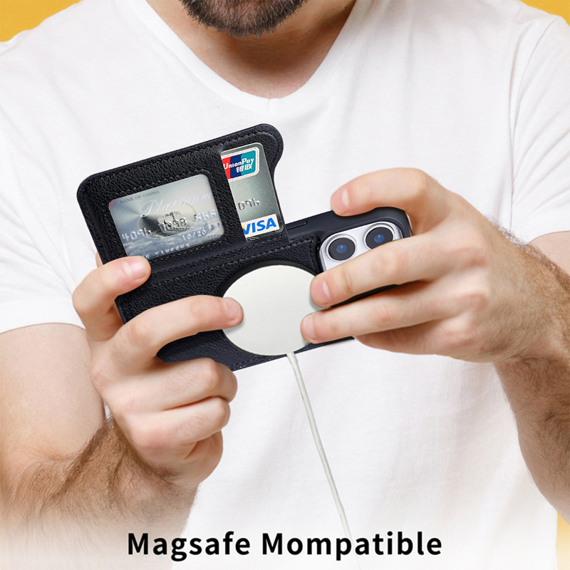เคสโทรศัพท์แบบพับได้พร้อมช่องใ - Leather Wallet Card Holder Phone Cover บทวิจารณ์และราคา