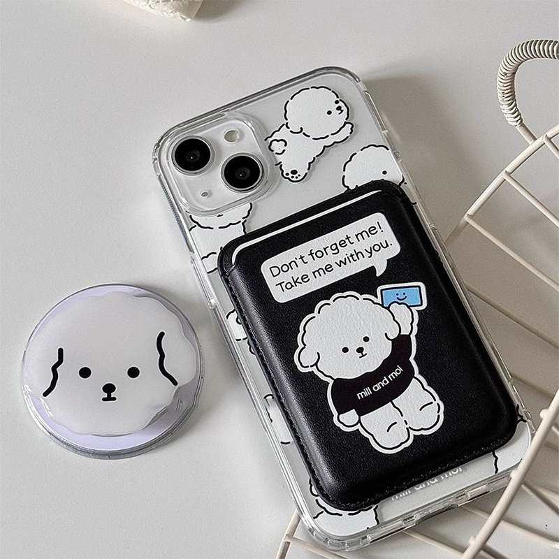 เคสโทรศัพท์ลายการ์ตูนน้องหมาน่ - Leather Wallet Card Holder Phone Cover บทวิจารณ์และราคา