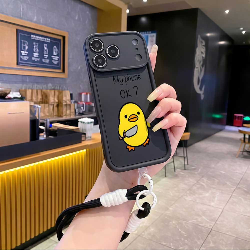เคสโทรศัพท์ลายการ์ตูนเป็ดน่ารั - Cute Cartoon Wrist Strap Silicone Case บทวิจารณ์และราคา