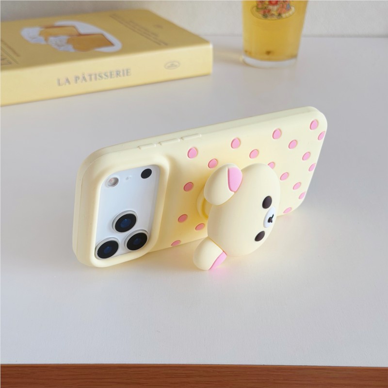 เคสโทรศัพท์ซิลิโคนลายจุดรูปหมี - Cute Cartoon Wrist Strap Silicone Case บทวิจารณ์และราคา