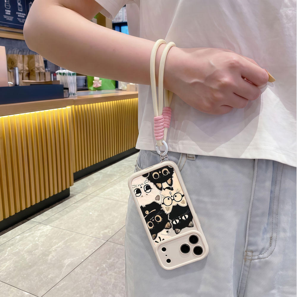 เคสโทรศัพท์ลายการ์ตูนแมวน่ารัก - Cute Cartoon Wrist Strap Silicone Case บทวิจารณ์และราคา