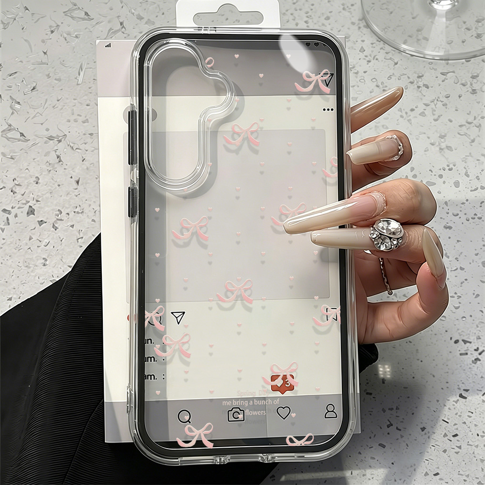 เคสโทรศัพท์น่ารักสีชมพูประดับโ - Clear Shockproof Bumper Case บทวิจารณ์และราคา