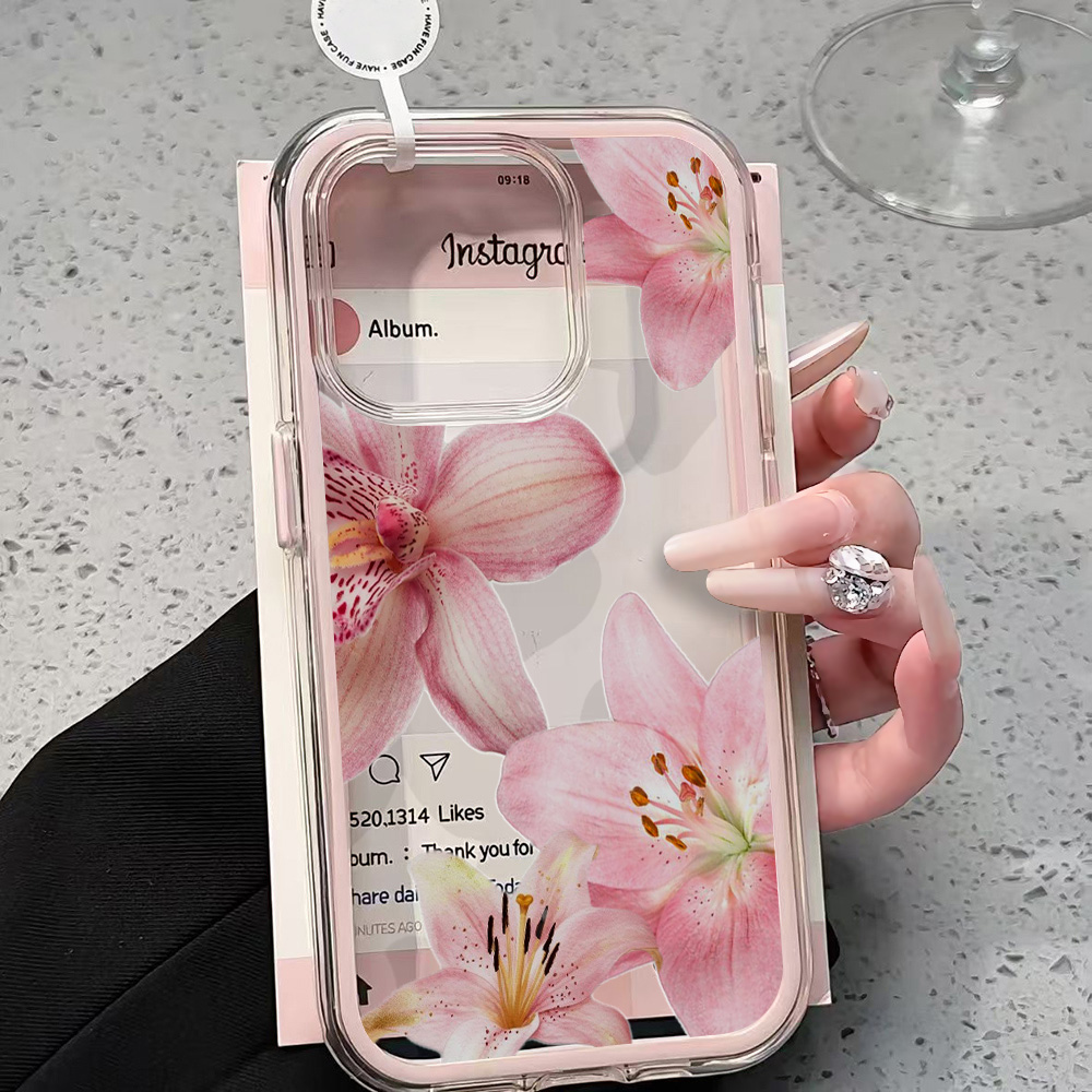 เคสโทรศัพท์ใสลายดอกลิลลี่สีชมพ - Clear Shockproof Bumper Case บทวิจารณ์และราคา