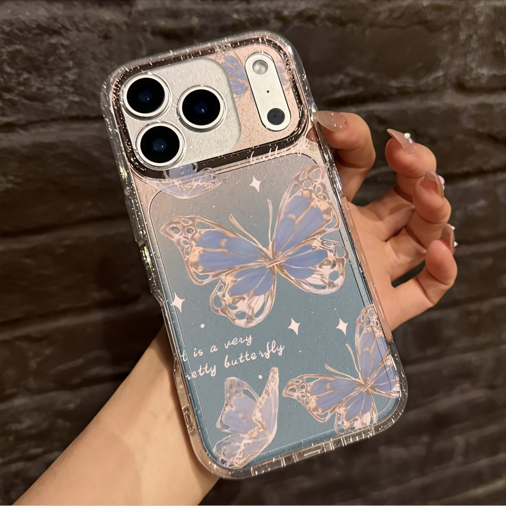 เคสโทรศัพท์ใสลายผีเสื้อสีน้ำเง - Clear Shockproof Bumper Case บทวิจารณ์และราคา